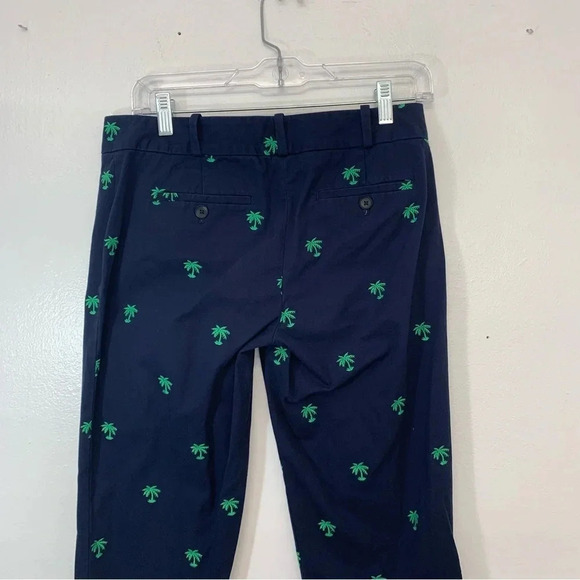 Talbots Signature Pants Size  2  Navy Blue  Embroidered Green Palm Trees Novelty - Picture 4 of 13